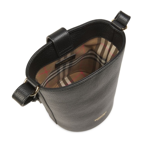 Burberry Black Bucket Shoulder Bag with Reversible Check Strap - Picture 3 of 7